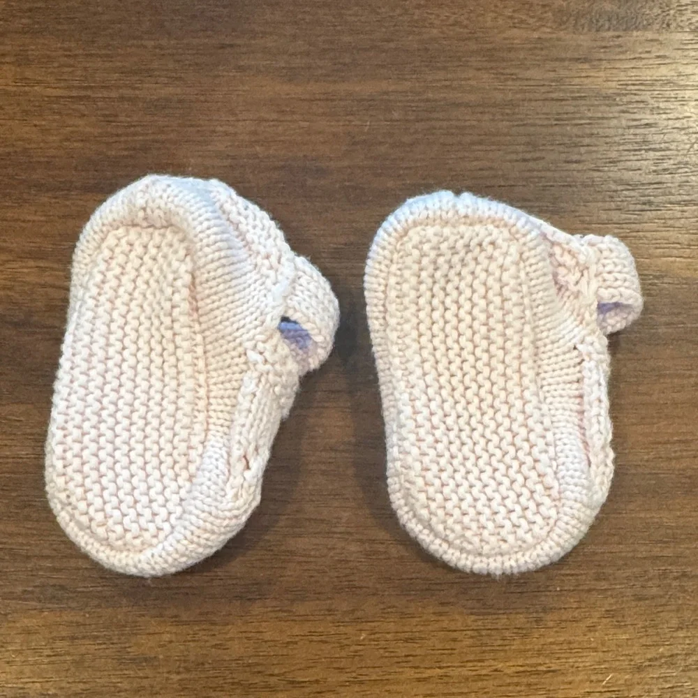 Baby Shoes — Pink Cotton Knit / Crochet